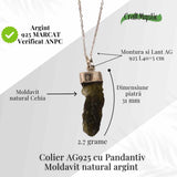 Colier Argint 925 cu Moldavit natural brut 2.7 g - Obiect cu Energie de Reannoire si Claritate Personala