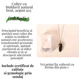 Colier Argint 925 cu Moldavit natural brut 2.7 g - Obiect cu Energie de Reannoire si Claritate Personala