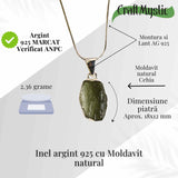 Colier Argint 925 cu Moldavit natural brut 2.36 g - talisman de transformare