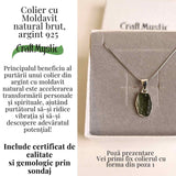 Colier Argint 925 cu Moldavit natural brut 2.36 g - talisman de transformare