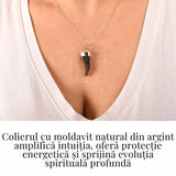 Colier Argint 925 cu Moldavit natural brut 2.6 g - Simbol al Schimbarii Conetiente si Echilibrului Emotional