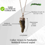 Colier Argint 925 cu Moldavit natural brut 2.6 g - Simbol al Schimbarii Conetiente si Echilibrului Emotional