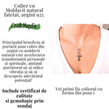 Colier Argint 925 Crucea ANKH cu Moldavit natural fatetat - simbol al vietii si transformarii