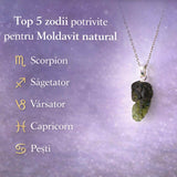 Colier Argint 925 cu Moldavit natural brut 2.3 g - talisman de transformare profunda