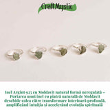 Inel argint 925 cu Moldavit natural forma neregulata 49-50/5 - Talisman de transformare spirituala