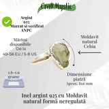 Inel argint 925 cu Moldavit natural forma neregulata 49-50/5 - Talisman de transformare spirituala