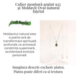 Colier argint 925 cu Moldavit natural fatetat Oval - Activare intuitiva si renastere spirituala