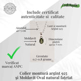 Colier argint 925 cu Moldavit natural fatetat Oval - Activare intuitiva si renastere spirituala