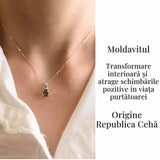 Colier argint 925 cu Moldavit natural fatetat dreptunghiular - Claritate si transformare constienta