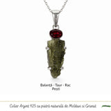 Colier argint 925 cu Moldavit si Chihlimbar Natural – Echilibru si Claritate Interioara