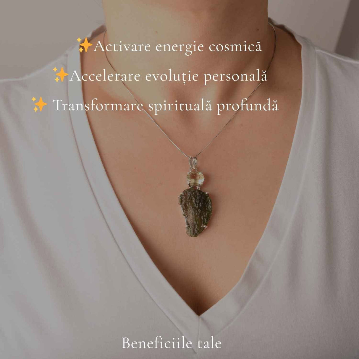 Colier Argint 925 cu Moldavit si Piatra Desertului Libian – Energie si Claritate