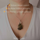 Colier Argint 925 cu Moldavit Brut Natural – Transformare si Energie Autentica