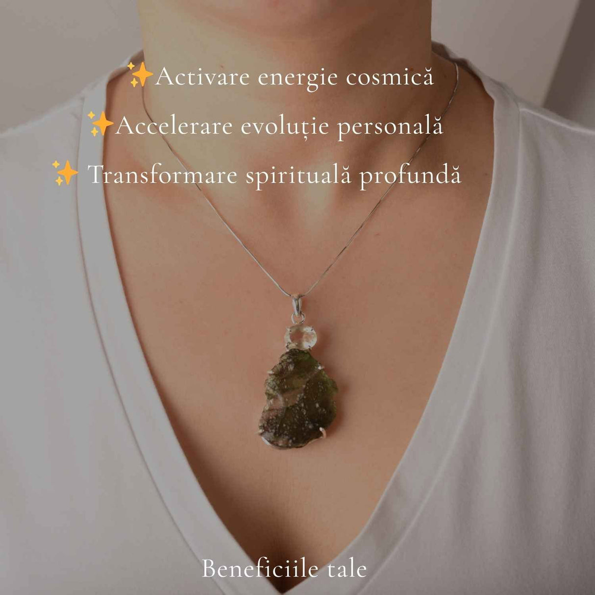 Colier Argint 925 cu Moldavit si Piatra Desertului Libian – Claritate si Energie