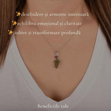 Colier Argint 925 cu Moldavit si Meteorit Brut – Transformare si Energie Cosmice
