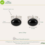 Cercei Argint 925 cu Onix Natural Oval – Eleganta si Protectie Feminina