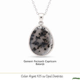 Colier Argint 925 cu Opal Dendritic Lacrima – Echilibru si Claritate Profunda
