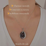 Colier Argint 925 cu Opal Dendritic Lacrima – Echilibru si Claritate Profunda