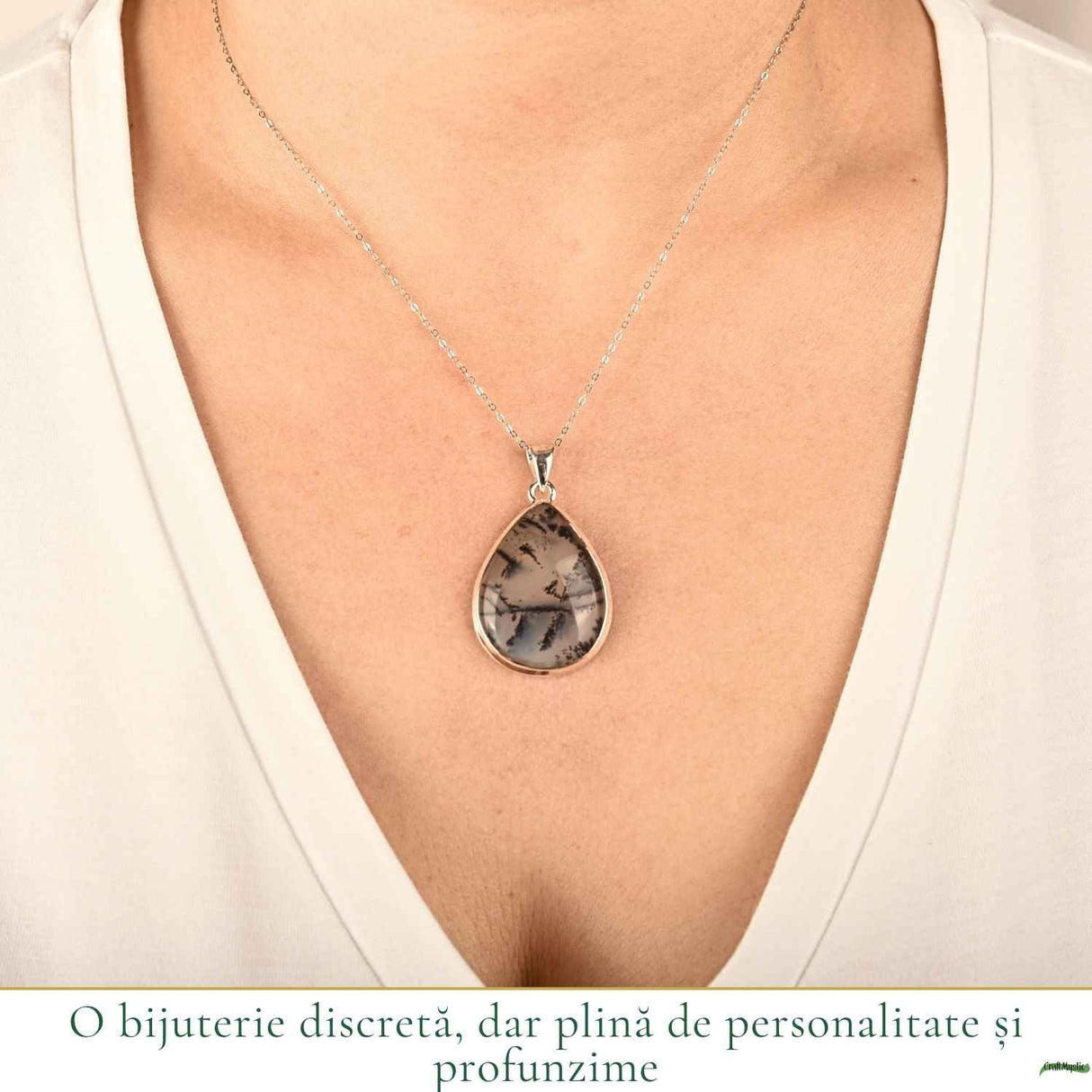 Colier Argint 925 cu Opal Dendritic – Echilibru si Claritate Interioara