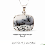 Colier Argint 925 cu Opal Dendritic Patrat – Claritate si Echilibru Interior