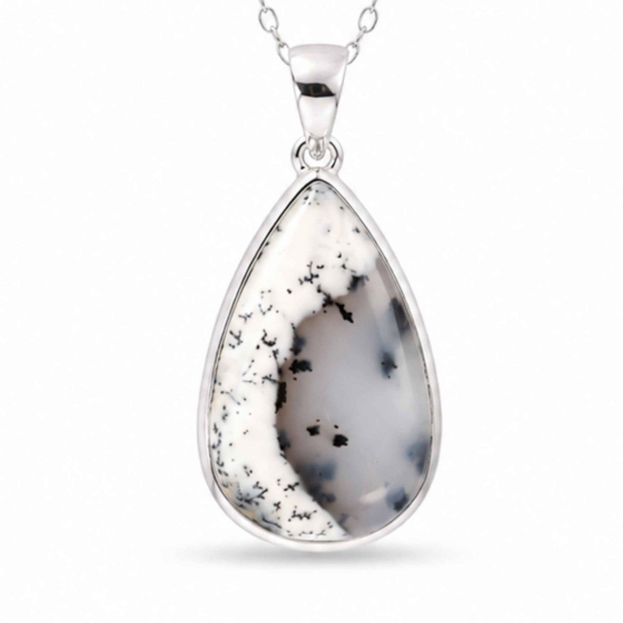 Colier Argint 925 cu Opal Dendritic Lacrima – Claritate si Echilibru Interior