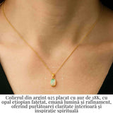 Colier Argint 925 placat cu aur 18K cu Opal Etiopian Fatetat Oval - Lumina Interioara si Armonie Divina