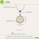 Colier Argint 925 cu Opal Etiopian Rotund – Energie Pozitiva si Claritate Interioara