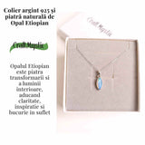 Colier argint 925 cu Opal Etiopian forma delica - Lumina sufletului in miscare