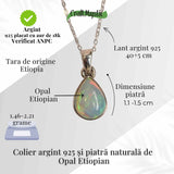 Colier argint 925 cu Opal Etiopian lacrima - Lumina sufletului si renastere interioara
