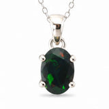 Colier Argint 925 cu Opal Negru Oval – Eleganta si Protectie Energetica
