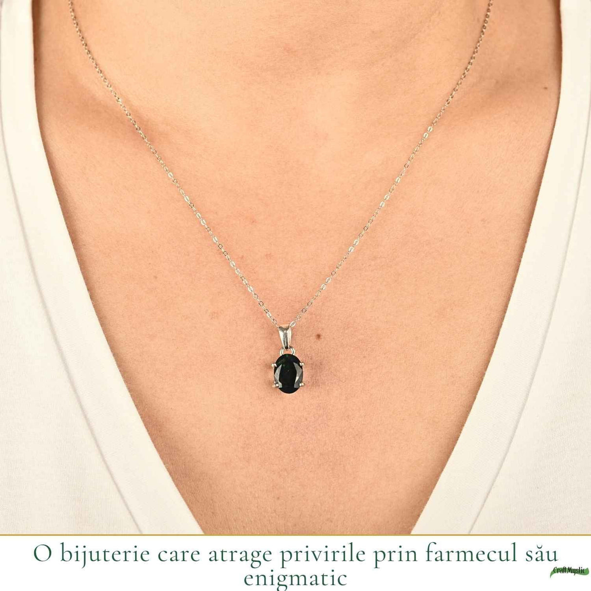 Colier Argint 925 cu Opal Negru Oval – Eleganta si Protectie Energetica