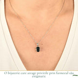 Colier Argint 925 cu Opal Negru Oval – Eleganta si Protectie Energetica