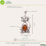 Colier argint 925 cu pisica si chihlimbar natural - Energie solara si protectie