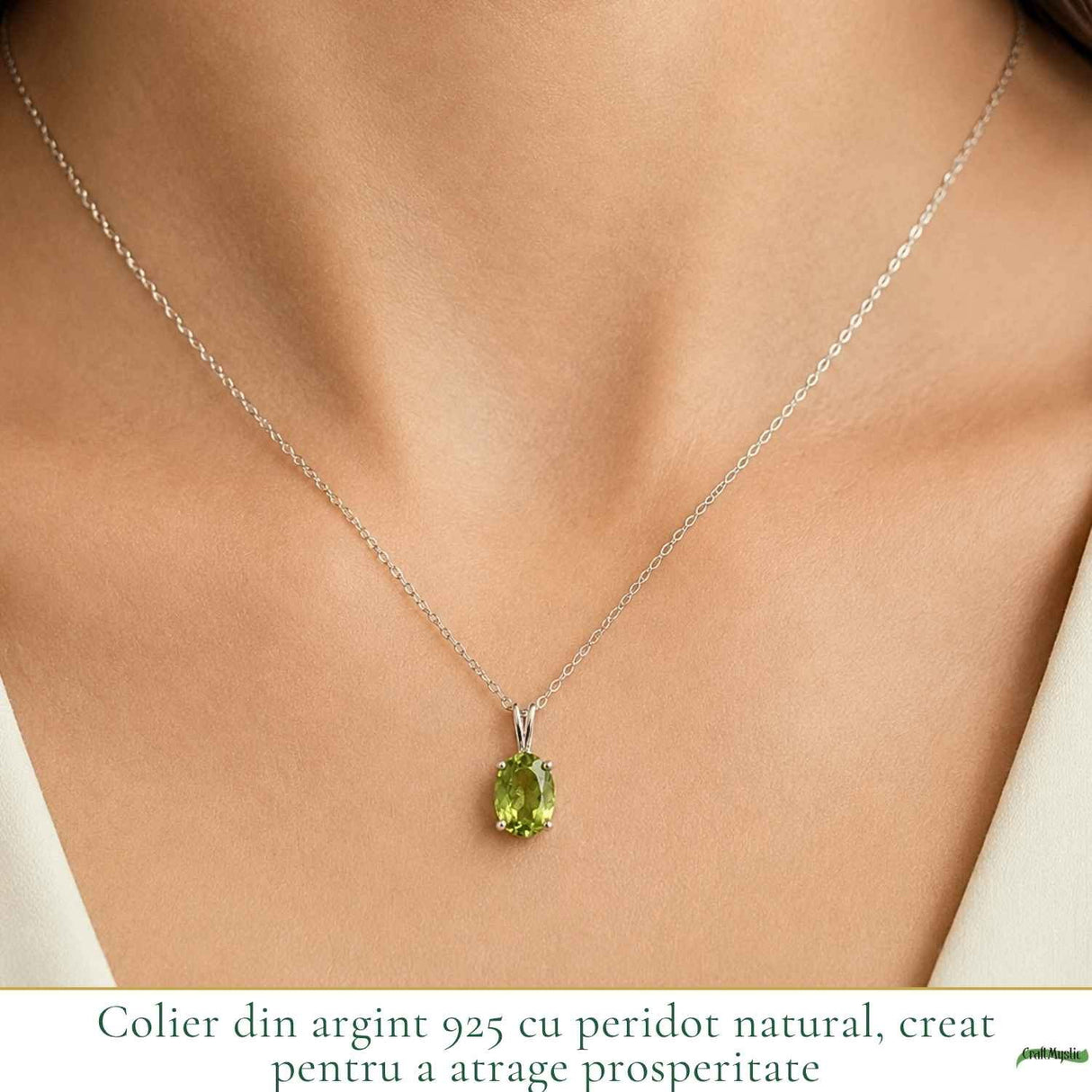 Colier Peridot Oval din Argint 925 – Prosperitate si Energie Pozitiva