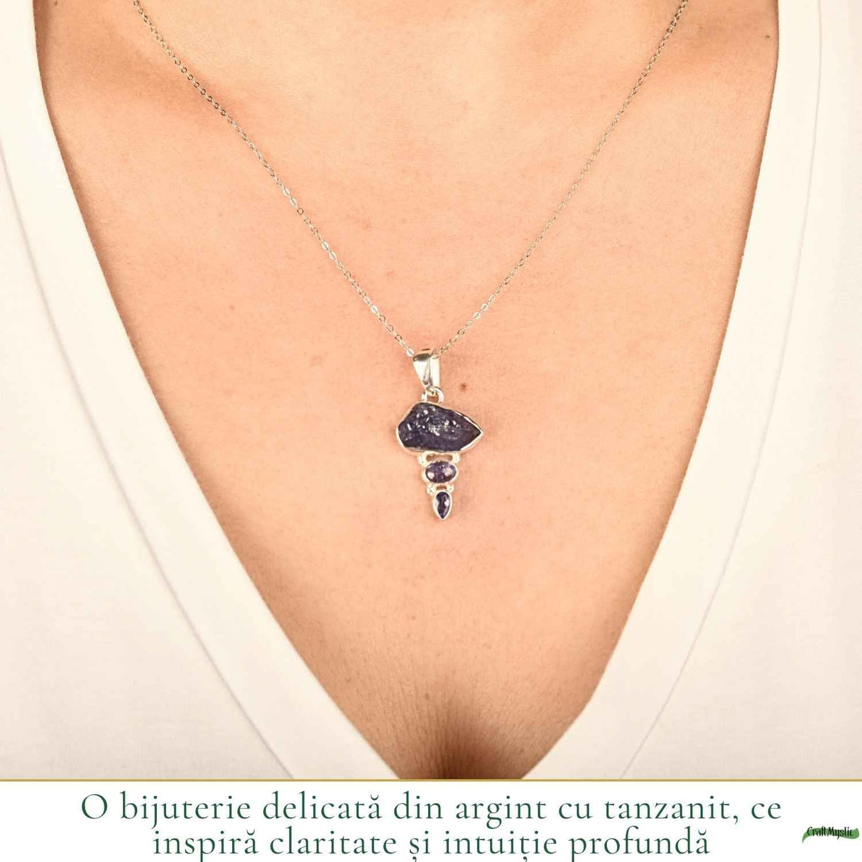Colier Argint 925 cu Triplu Tanzanit – Claritate, Intuitie si Echilibru Interior