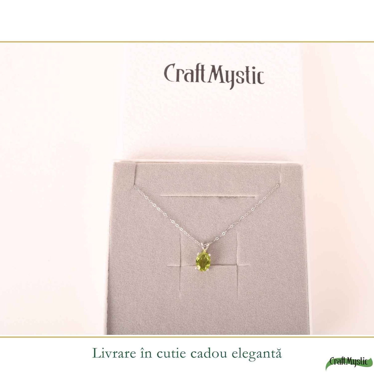 Colier Peridot Oval din Argint 925 – Prosperitate si Energie Pozitiva