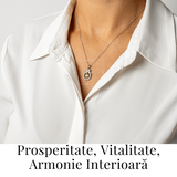 Colier Argint 925 cu Peridot Natural si Zirconiu - Pandantiv Ghirlanda cu Fundita, Simbol al Armoniei si Prosperitatii