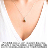 Colier Argint 925 cu Peridot Natural Patrat - Claritate, Energie si Renastere