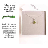 Colier Argint 925 cu Peridot Natural in Forma de Lacrima - Lumina, Vindecare si Armonie Interioara