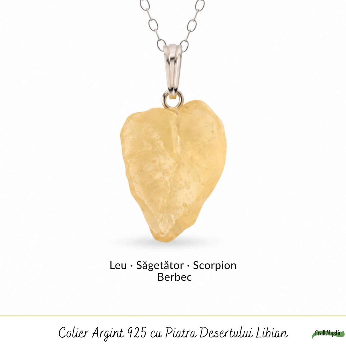 Colier Argint 925 cu Piatra Desertului Libian – Protectie si Claritate