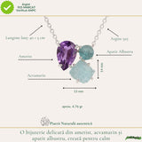 Colier Argint 925 cu Ametist, Acvamarin si Apatit Albastru – Calm si Claritate