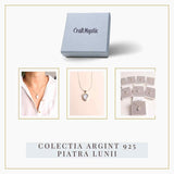 Colier Argint 925 cu Piatra Lunii Curcubeu Fatetat - Bijuterie pentru Echilibru Emoțional, va4 - 3.2-3.8 gr