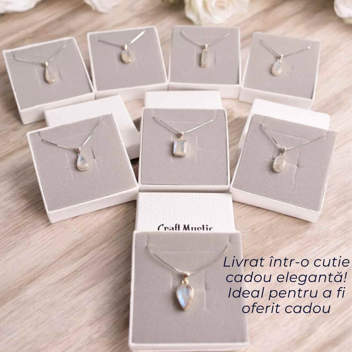 Colier Argint 925 cu Piatra Lunii Fatetat gr 3.18