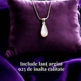 Colier Argint 925 cu Piatra Lunii Curcubeu Fatetat - Bijuterie pentru Echilibru Emoțional, va4 - 3.2-3.8 gr