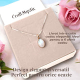 Colier argint 925 cu piatra Lunii Curcubeu ovala, protectie si echilibru