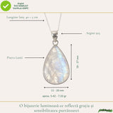 Colier Argint 925 cu Piatra Lunii Lacrima – Intuitie si Feminitate Eleganta