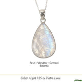 Colier Argint 925 cu Piatra Lunii Lacrima – Intuitie si Feminitate Eleganta