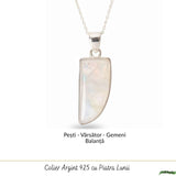 Colier Argint 925 cu Piatra Lunii Neuniform – Intuitie si Echilibru Emotional