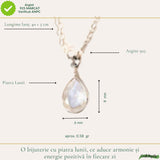Colier Argint 925 cu Piatra Lunii Lacrima fatetat– Delicatete si Intuitie Feminina