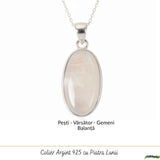 Colier Argint 925 cu Piatra Lunii Ovala – Intuitie si Echilibru Interior