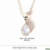 Colier Argint 925 cu Piatra Lunii Lacrima fatetat– Delicatete si Intuitie Feminina